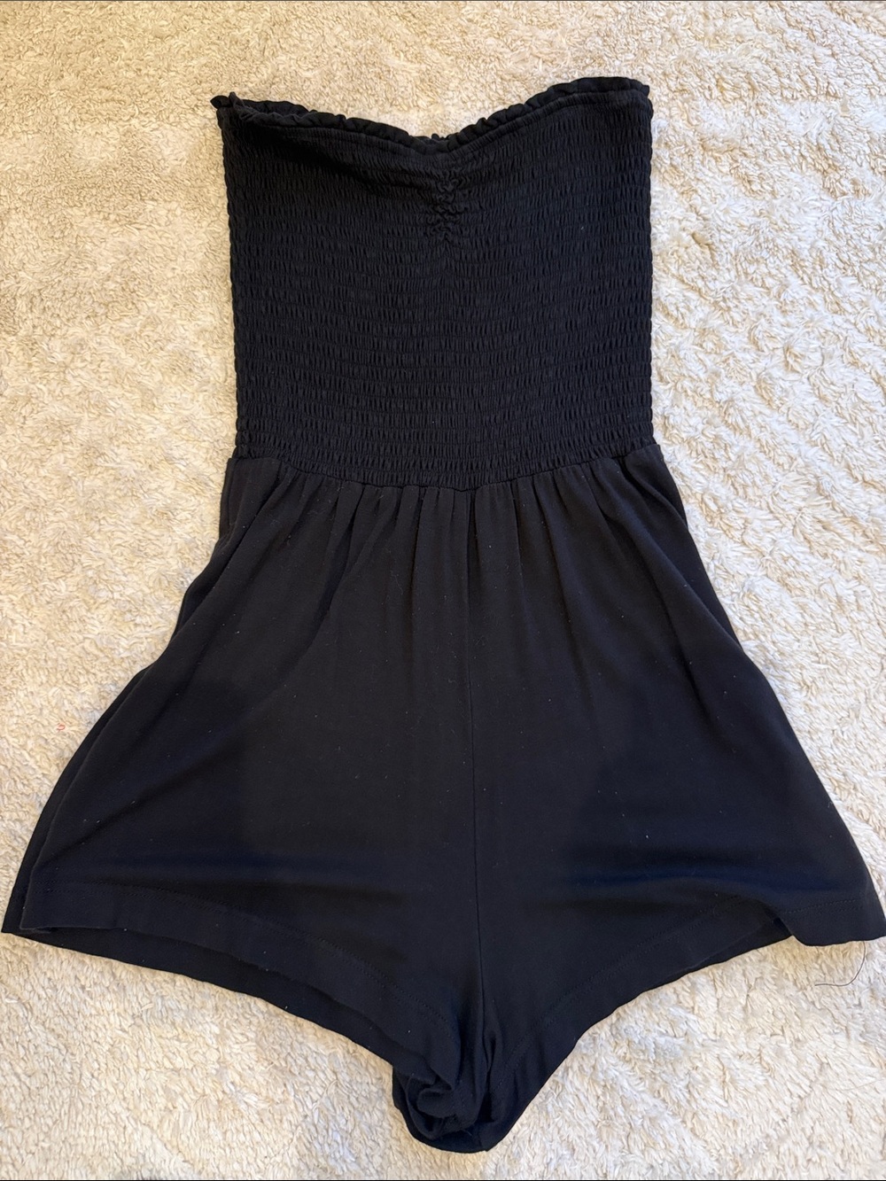 La Hearts Black Strapless Smocked Romper